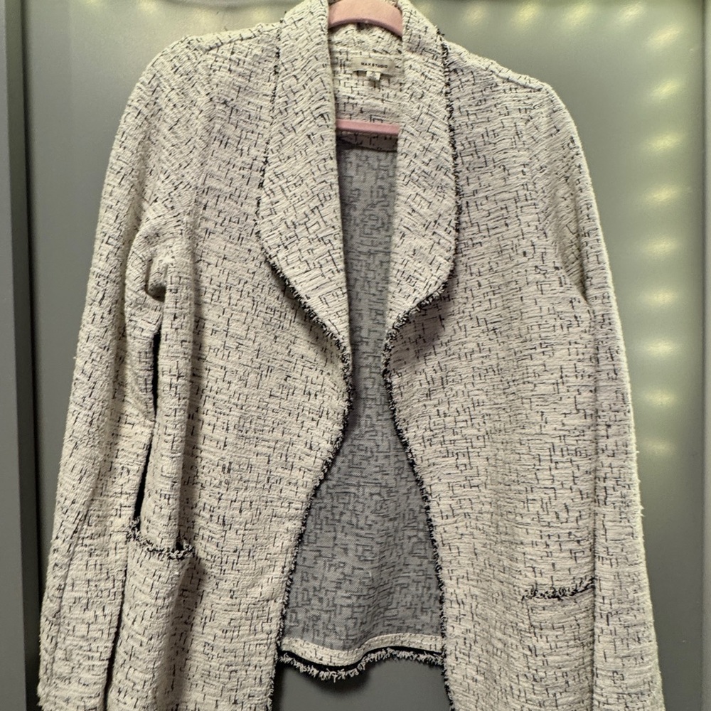 Max Studio Women's Tweed Blazer - Cream and Black